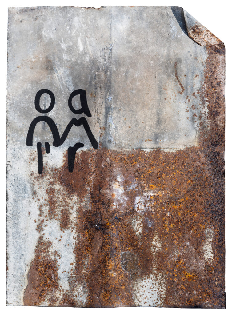 Wortbild L'amour in Acryl auf Metallblech